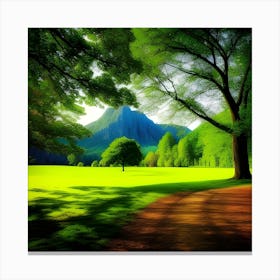 Green Grass And Trees Canvas Print