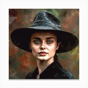 Portrait Of A Woman In A Hat 8 Canvas Print