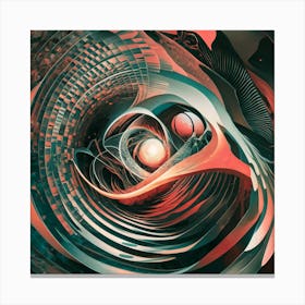 Whirlpool Of Shapes And Lines Surrealist And Abstract Canvas Print