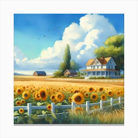 Sunflowers In The Field 1 Canvas Print