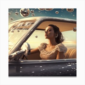 Girl In A Car 3 Canvas Print