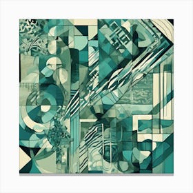 Abstract Patterns Green Cubism Style Canvas Print