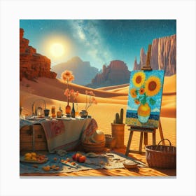 Van Gogh Painted A Sunflower Still Life In The Heart Of The Sahara Desert Canvas Print