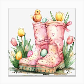 Pink Boots And Tulips Lienzo