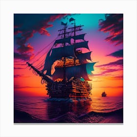 Sailor Ship At Sunset Canvas Print