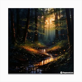 Fireflies In The Forest 2 Canvas Print