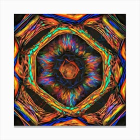 Octagonal Fractal Patternradiant Multicolour Luminousneon By Jacob Lawrence And Francis Picab 874331878 (2) Canvas Print