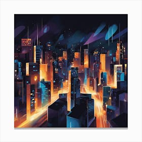 Cityscape At Night 8 Canvas Print