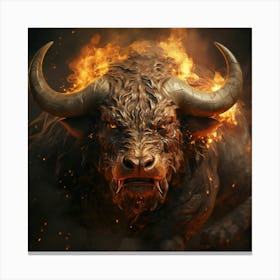 Bull On Fire Canvas Print