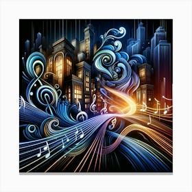 A Dynamic, Abstract Representation Of A Cityscape In The Art Nouveau Style, Characterized By Elegant, Flowing Lines And Natural Forms 1 Canvas Print