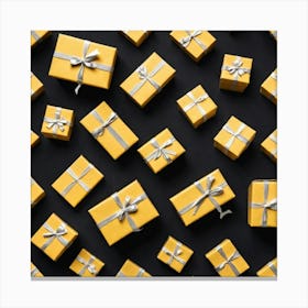 Gift Boxes On Black Background Canvas Print