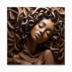 3d Sculpture Of A Woman With Curly Hair Canvas Print