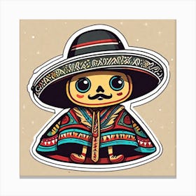 Mexican Sombrero And Pancho Sticker 2d Cute Fantasy Dreamy Vector Illustration 2d Flat Center (67) Canvas Print