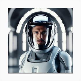 Create A Cinematic Apple Commercial Showcasing The Futuristic And Technologically Advanced World Of The Man In The Hightech Helmet, Highlighting The Cuttingedge Innovations And Sleek Design Of The Helmet And (21) Canvas Print