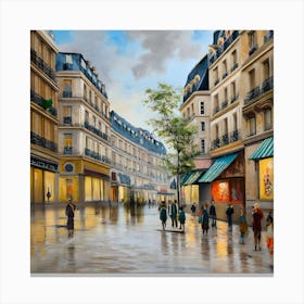 Rue Saint-Honoré Street in Paris During the 18th century. Canvas Print