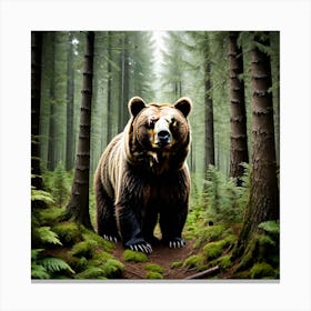 Brown Bear In The Forest 14 Canvas Print