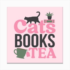 Cats Books Tea Canvas Print