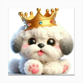 Cute Poodle With A Crown Canvas Print