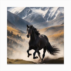 Horse Galloping In The Mountains 1 Canvas Print