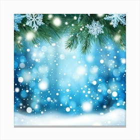 Abstract Winter Wonderland With A Closeup Of A Spruce Tree Branch Adorned With Snowflakes In The For (5) Canvas Print