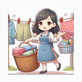 Laundry Girl Canvas Print