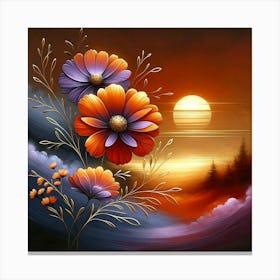 Flowers At Sunset Canvas Print