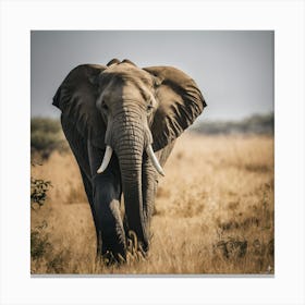 Elephant In The Savannah 1 Canvas Print