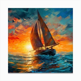 Sailboat At Sunset Canvas Print