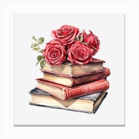 Roses On Books 2 Canvas Print