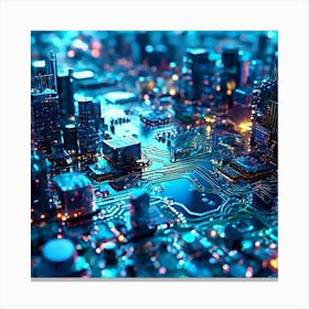 City On A Circuit Board Canvas Print