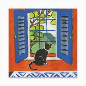 Matisse Inspired Open Window Cat Art Print Pain Canvas Print