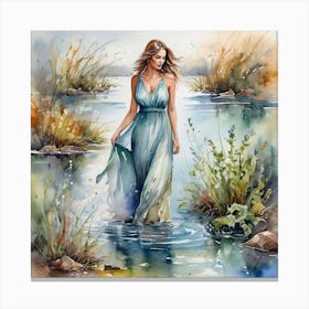 Beautiful Woman In The Water Canvas Print