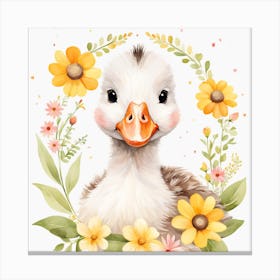 Floral Baby Goose Nursery Illustration (32) Canvas Print