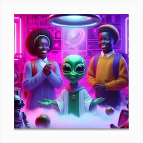 Aliens In Space 2 Canvas Print