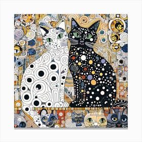 Gustav Klimt Style Two Cats Canvas Print