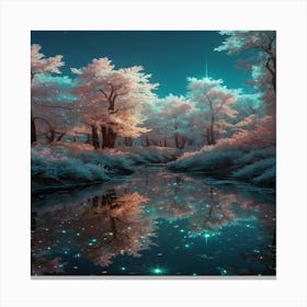 Pink Trees In The Night Canvas Print