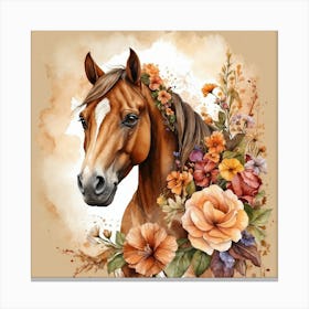 Horse With Flowers 4 Canvas Print