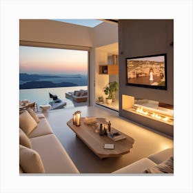 Modern Living Room With A Fireplace Canvas Print