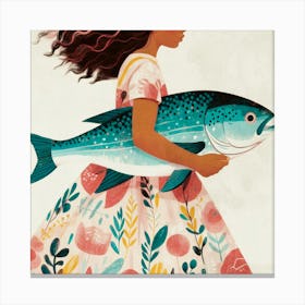 Girl With Fish 05 Canvas Print