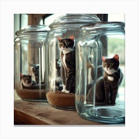 Cats In Jars Canvas Print