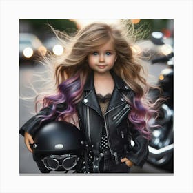 Girl In A Leather Jacket Canvas Print