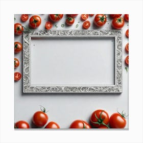 Frame With Tomatoes On White Background Canvas Print