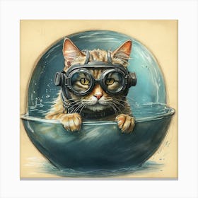 Cat In Goggles 2 Canvas Print