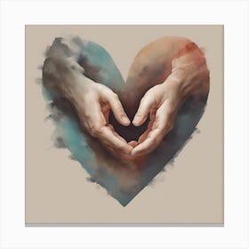 Two Hands Holding A Heart Canvas Print