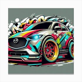 Mazda Cx-3 Vehicle Colorful Comic Graffiti Style Canvas Print