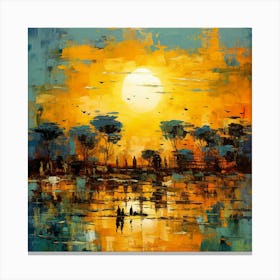 Sunset At The Lake Canvas Print