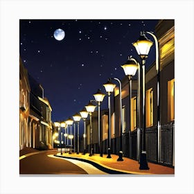 Street At Night Vector Canvas Print