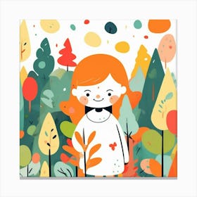 Girl in the forest, whimsical design 13 Canvas Print