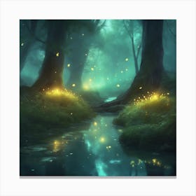 Fireflies In The Forest 2 Canvas Print