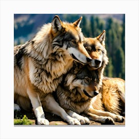 Three Wolves Canvas Print